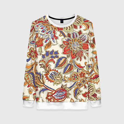 Женский свитшот Цветочный винтажный орнамент / 3D-Белый – фото 1