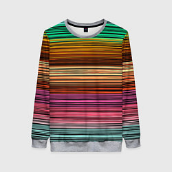 Свитшот женский Multicolored thin stripes Разноцветные полосы, цвет: 3D-меланж