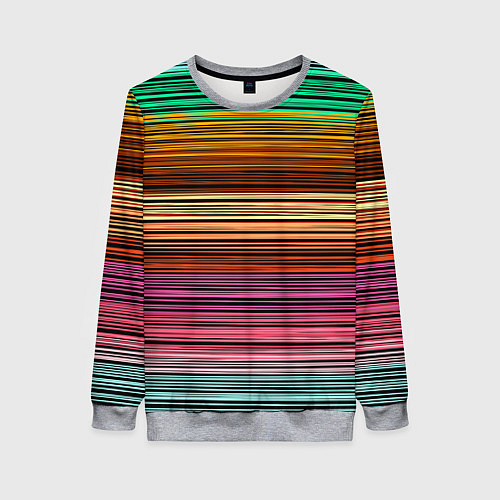 Женский свитшот Multicolored thin stripes Разноцветные полосы / 3D-Меланж – фото 1