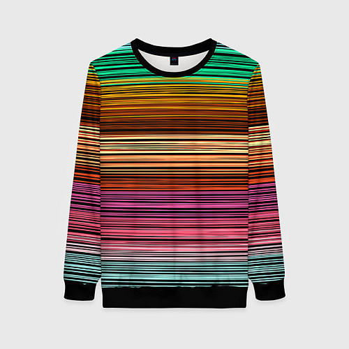 Женский свитшот Multicolored thin stripes Разноцветные полосы / 3D-Черный – фото 1