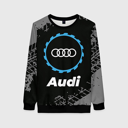 Женский свитшот Audi в стиле Top Gear со следами шин на фоне / 3D-Черный – фото 1