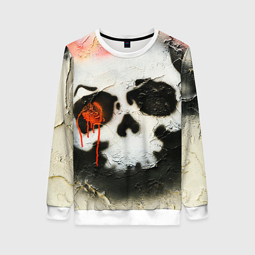 Женский свитшот Череп на поверхности в красках - Красный / 3D-Белый – фото 1