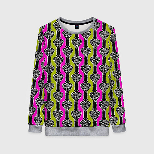 Женский свитшот Striped multicolored pattern Сердце / 3D-Меланж – фото 1