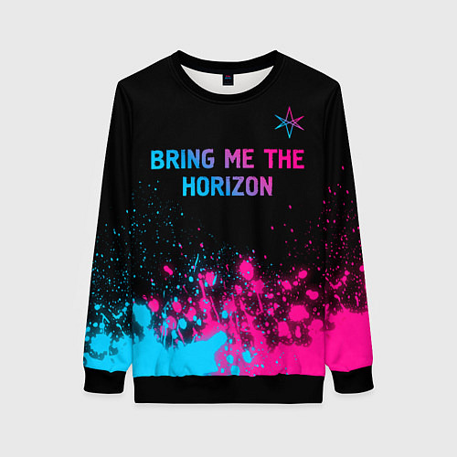 Женский свитшот Bring Me the Horizon Neon Gradient / 3D-Черный – фото 1