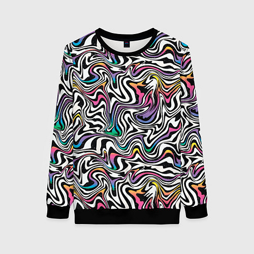 Женский свитшот Цветная оптическая иллюзия / 3D-Черный – фото 1