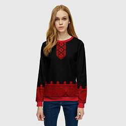 Свитшот женский Черная славянская рубаха, цвет: 3D-красный — фото 2