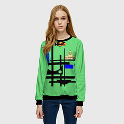 Свитшот женский Дома и линии, цвет: 3D-черный — фото 2