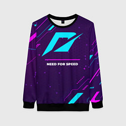 Женский свитшот Символ Need for Speed в неоновых цветах на темном