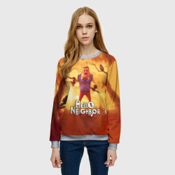 Свитшот женский Hello Neighbor Привет сосед Сосед с лопатой, цвет: 3D-меланж — фото 2