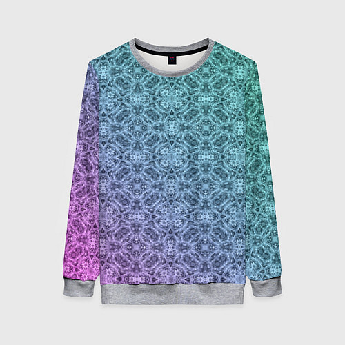 Женский свитшот Кружевной узор на розово-бирюзовом градиенте / 3D-Меланж – фото 1