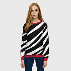 Свитшот женский Анималистичный рисунок зебра, цвет: 3D-красный — фото 2