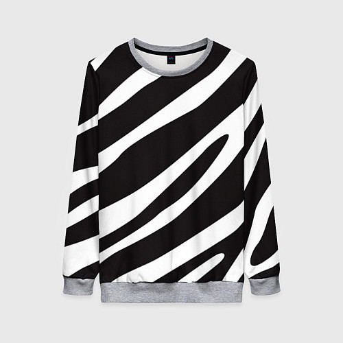 Женский свитшот Анималистичный рисунок зебра / 3D-Меланж – фото 1