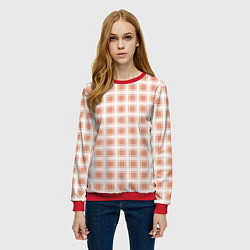 Свитшот женский Light beige plaid fashionable checkered pattern, цвет: 3D-красный — фото 2