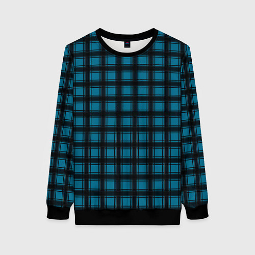 Женский свитшот Black and blue plaid / 3D-Черный – фото 1