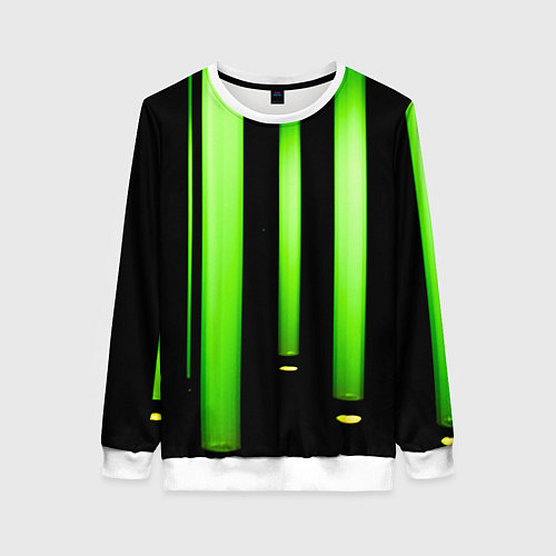 Женский свитшот Абстрактные неоновые колбы с кислотой - Зелёный / 3D-Белый – фото 1