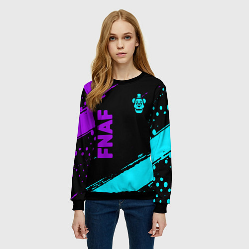 Женский свитшот Фредди - neon / 3D-Черный – фото 3