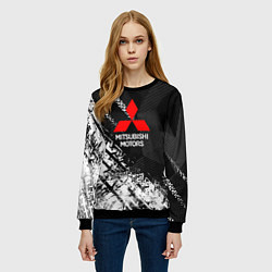 Свитшот женский Mitsubishi - След протектора, цвет: 3D-черный — фото 2