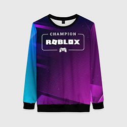 Свитшот женский Roblox Gaming Champion: рамка с лого и джойстиком, цвет: 3D-черный