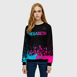 Свитшот женский Megadeth - neon gradient, цвет: 3D-черный — фото 2