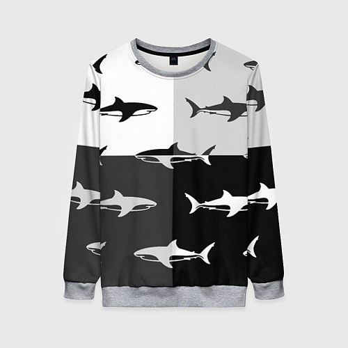 Женский свитшот Стая акул - pattern / 3D-Меланж – фото 1