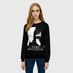 Свитшот женский Антисоциальная девушка, цвет: 3D-черный — фото 2