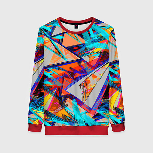 Женский свитшот Яркий неоновый абстрактный узор / 3D-Красный – фото 1