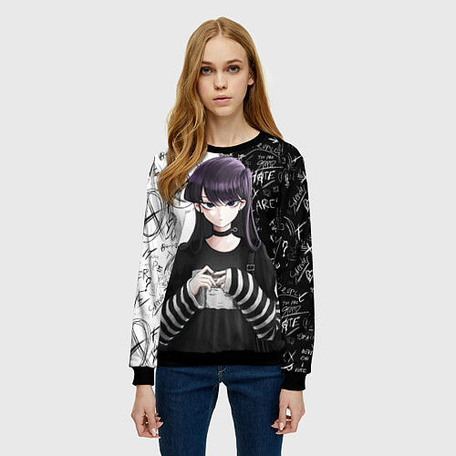 Женский свитшот Коми сан гот - проблемы с общением / 3D-Черный – фото 3