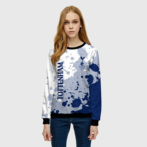 Женский свитшот Tottenham hotspur Брызги красок / 3D-Черный – фото 3