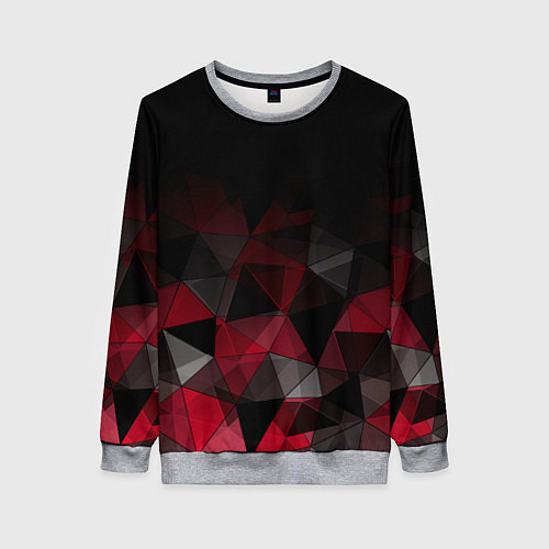 Женский свитшот Черно-красный геометрический / 3D-Меланж – фото 1