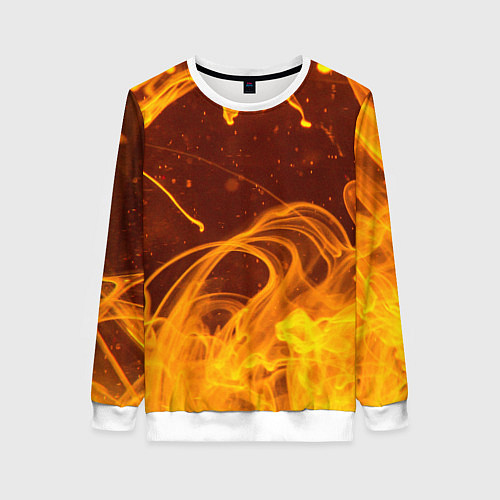 Женский свитшот Абстрактные языки пламени из красок / 3D-Белый – фото 1