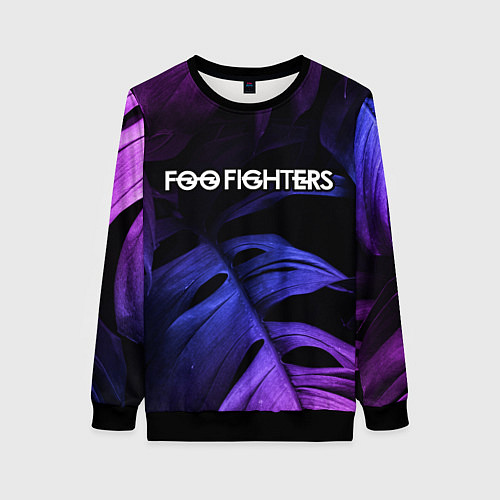 Женский свитшот Foo Fighters neon monstera / 3D-Черный – фото 1