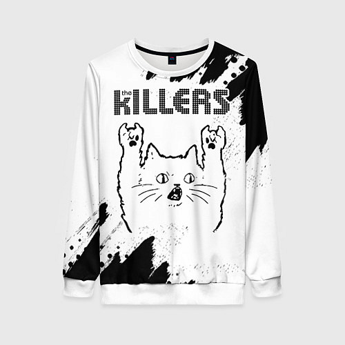 Женский свитшот The Killers рок кот на светлом фоне / 3D-Белый – фото 1
