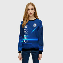 Свитшот женский Chelsea Синяя абстракция, цвет: 3D-черный — фото 2