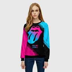 Свитшот женский Rolling Stones - neon gradient, цвет: 3D-черный — фото 2