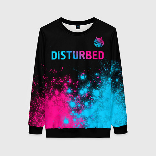 Женский свитшот Disturbed - neon gradient: символ сверху / 3D-Черный – фото 1