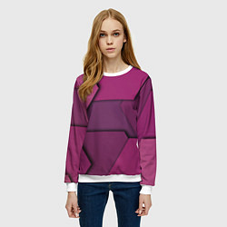 Свитшот женский Геометрические фигуры в движении, цвет: 3D-белый — фото 2