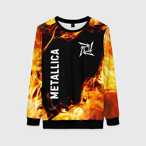 Женский свитшот Metallica и пылающий огонь / 3D-Черный – фото 1