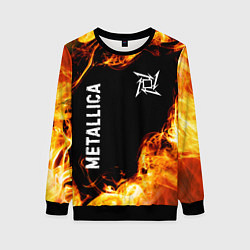 Свитшот женский Metallica и пылающий огонь, цвет: 3D-черный