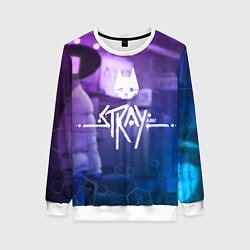 Свитшот женский Stray - мордочка - neon, цвет: 3D-белый