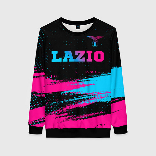 Женский свитшот Lazio - neon gradient: символ сверху / 3D-Черный – фото 1