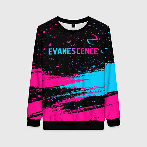 Женский свитшот Evanescence - neon gradient: символ сверху / 3D-Черный – фото 1