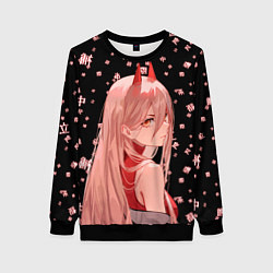 Женский свитшот Power Chainsaw Man иероглифы