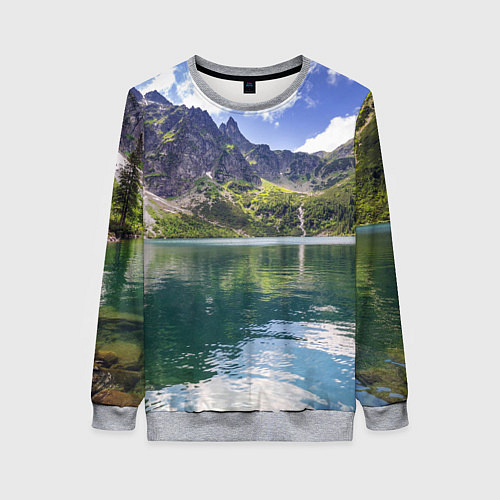Женский свитшот Прозрачное горное озеро / 3D-Меланж – фото 1