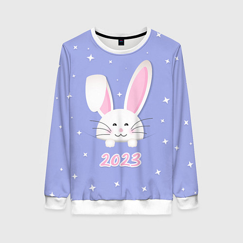 Женский свитшот Кролик - символ 2023 года / 3D-Белый – фото 1