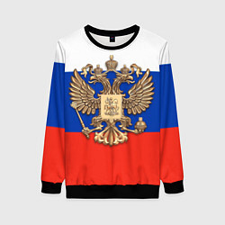 Женский свитшот Герб России на фоне флага
