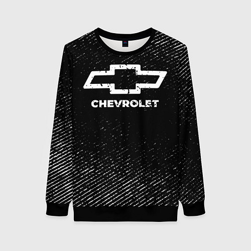 Женский свитшот Chevrolet с потертостями на темном фоне / 3D-Черный – фото 1