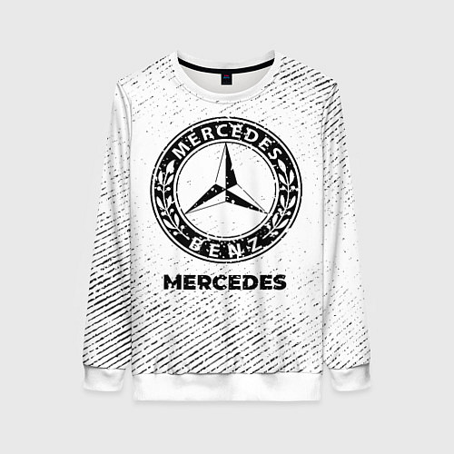 Женский свитшот Mercedes с потертостями на светлом фоне / 3D-Белый – фото 1