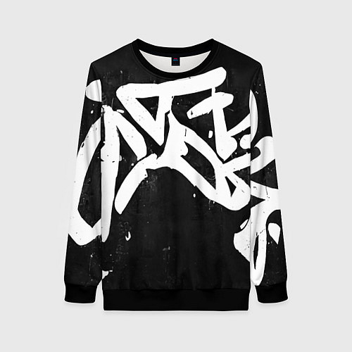 Женский свитшот Иероглифы в стиле граффити / 3D-Черный – фото 1