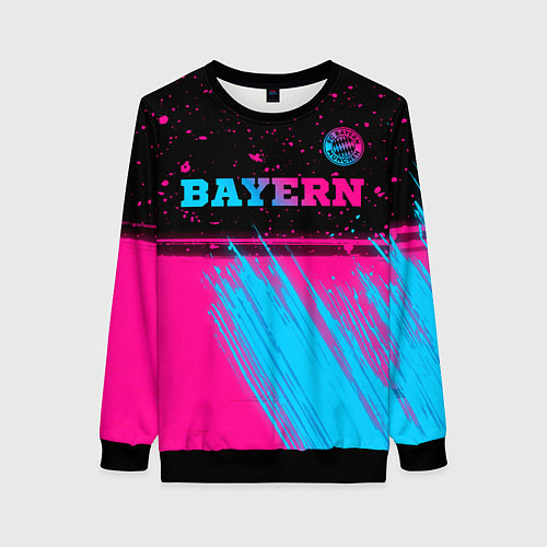 Женский свитшот Bayern - neon gradient: символ сверху / 3D-Черный – фото 1