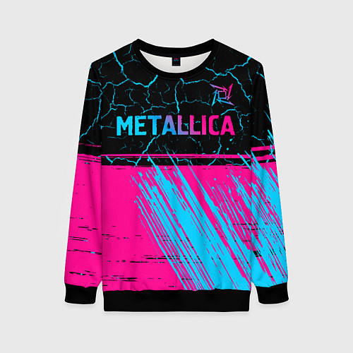 Женский свитшот Metallica - neon gradient: символ сверху / 3D-Черный – фото 1